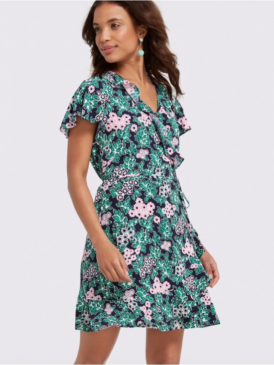 Draper James Dresses & Skirts - Draper James Tropical floral wrap dress green pink size 0